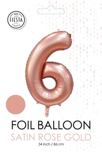 XXL Folienballon Zahl 6 Satin Rosegold